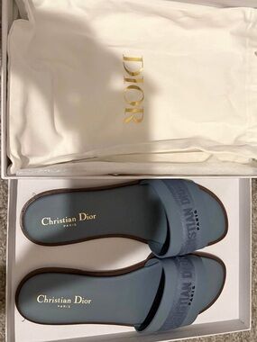 Dior Women's Blue Dway leather Slide Sandals